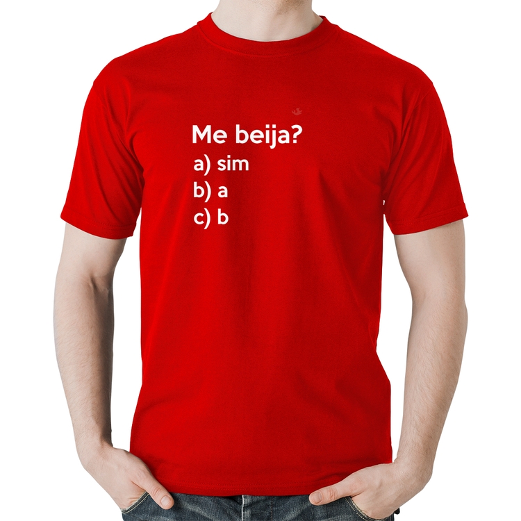 Camiseta Algodão Me beija? - Vermelha