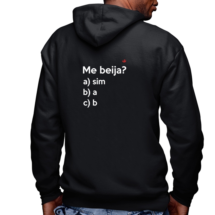 Blusa Moletom Me beija? Masculina com Capuz e Zíper