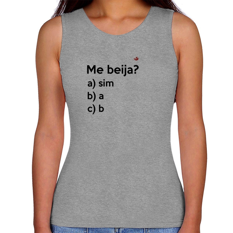 Regata Feminina Me beija? - Cinza