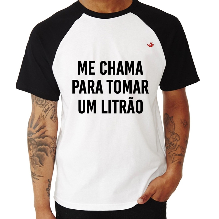 Camiseta Raglan Me chama para tomar um litrão