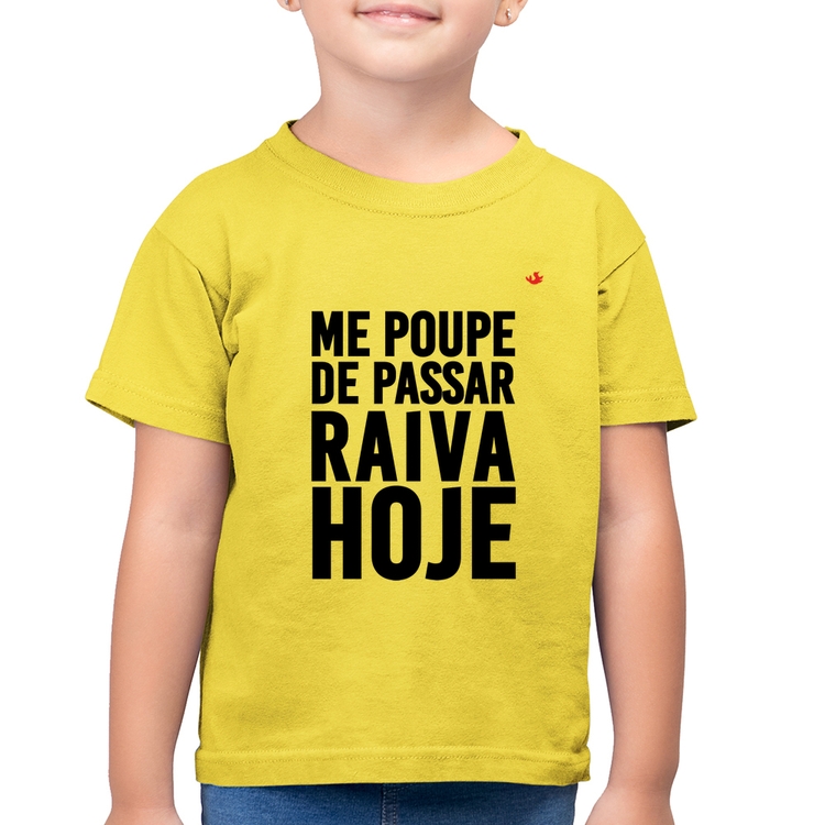Camiseta Algodão Infantil Me poupe de passar raiva hoje - Amarelo Canário
