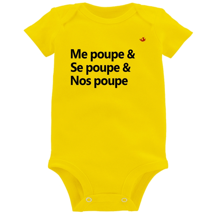 Body Bebê Me poupe & Se poupe & Nos poupe - Amarelo