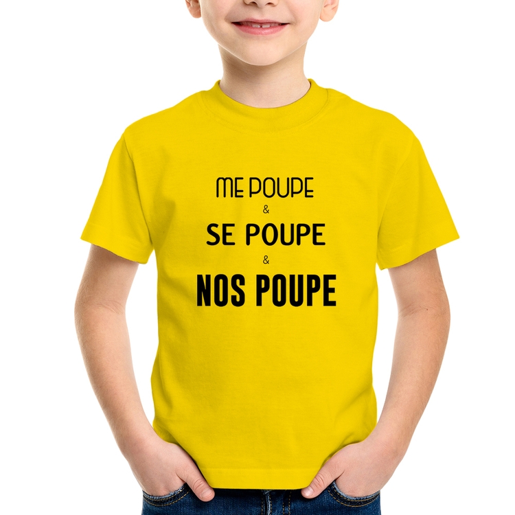 Camiseta Infantil Me poupe, se poupe, nos poupe - Amarela
