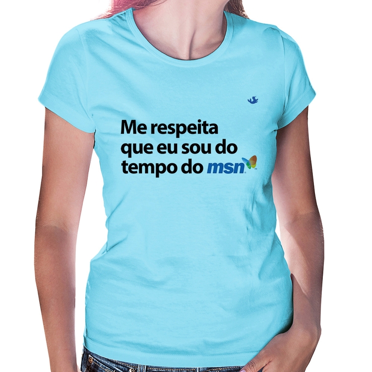 Baby Look Me respeita que eu sou da época do msn - Azul Bebê