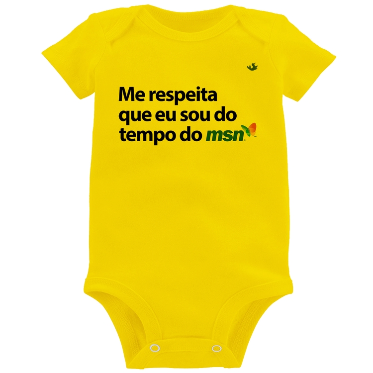 Body Bebê Me respeita que eu sou da época do msn - Amarelo