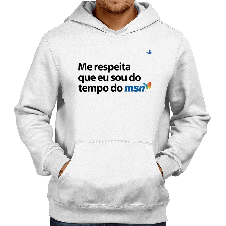 Moletom Me respeita que eu sou da época do msn - Branco