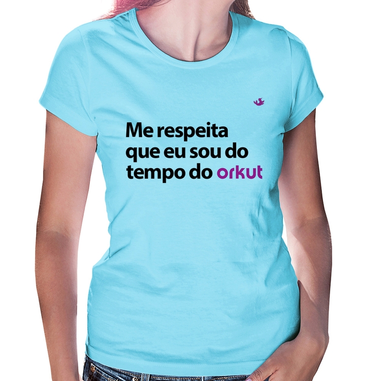 Baby Look Me respeita que eu sou do tempo do orkut - Azul Bebê