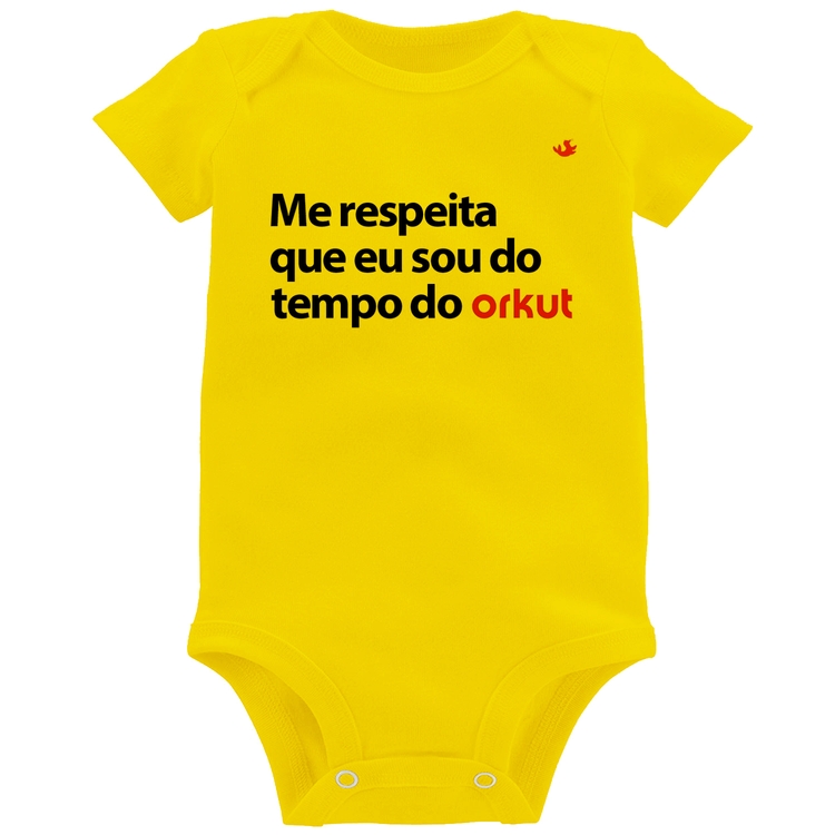 Body Bebê Me respeita que eu sou do tempo do orkut - Amarelo