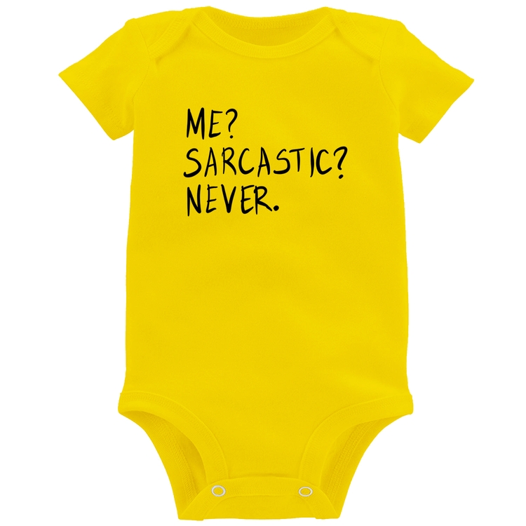 Body Bebê Me sarcasic never - Amarelo