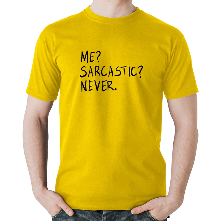 Camiseta Algodão Me sarcasic never - Amarela