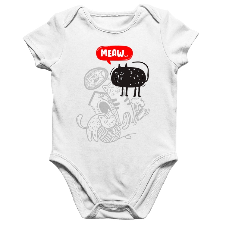 Body Bebê Algodão Meaw - Branco