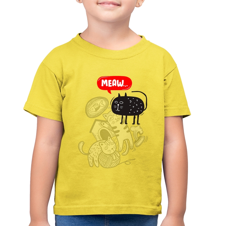 Camiseta Algodão Infantil Meaw - Amarelo Canário