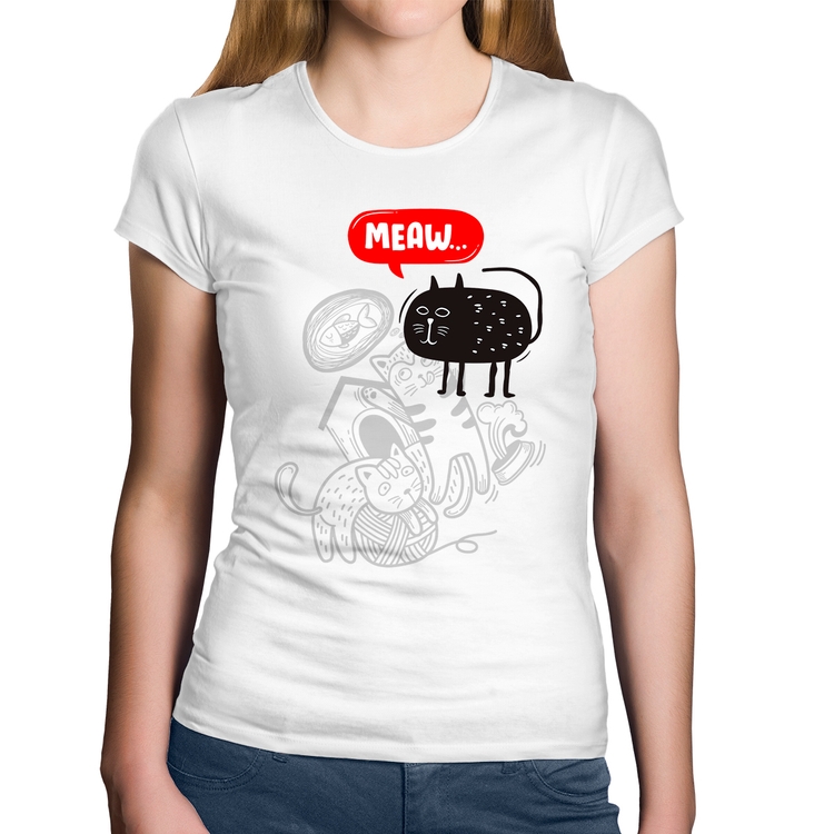 Baby Look Algodão Meaw - Branca