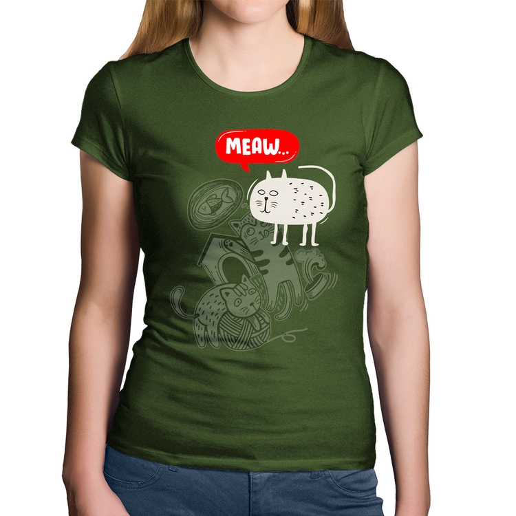 Baby Look Algodão Meaw - Musgo