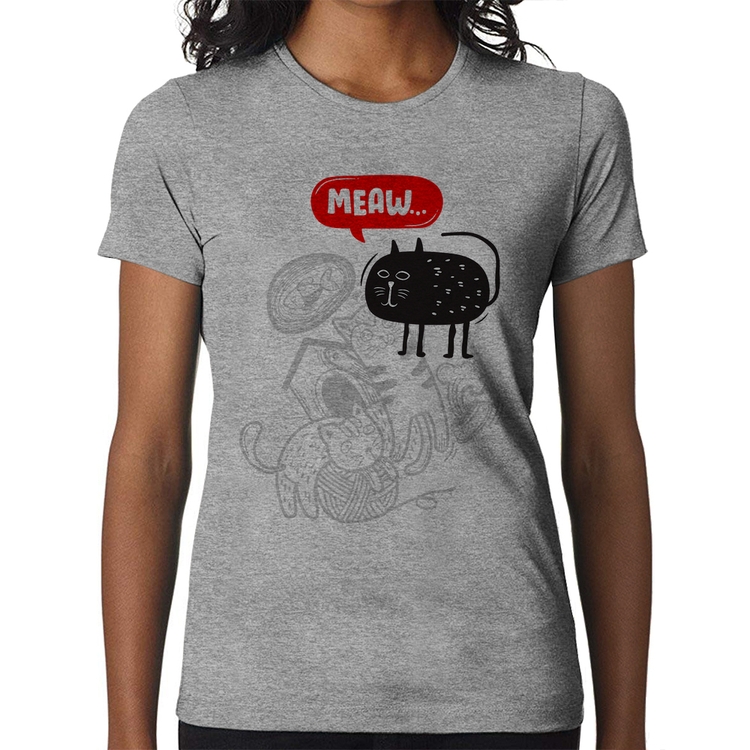 Baby Look Meaw - Cinza