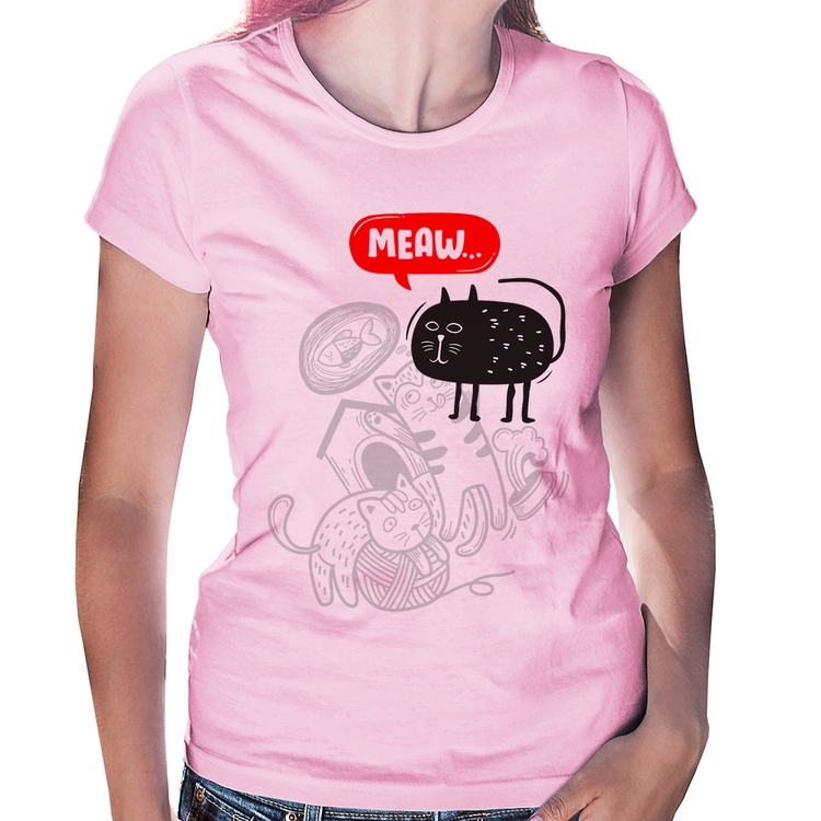 Baby Look Meaw - Rosa Bebê