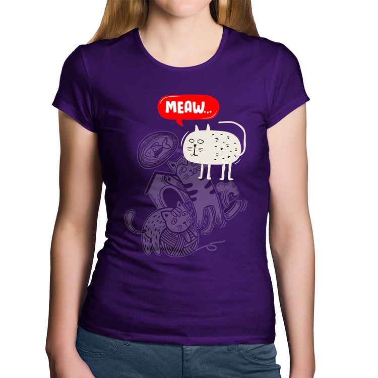 Baby Look Algodão Meaw - Roxa