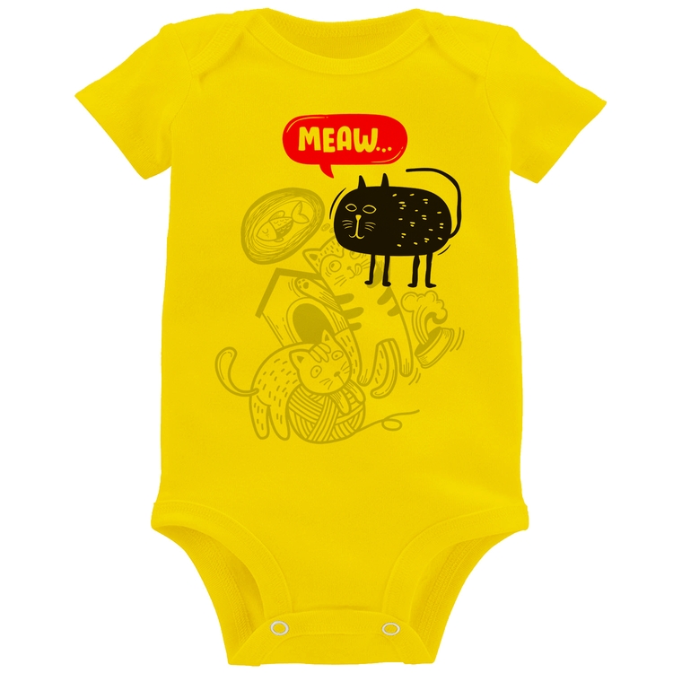 Body Bebê Meaw - Amarelo