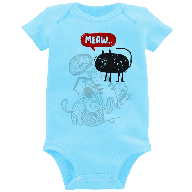 Body Bebê Meaw - Azul Bebê
