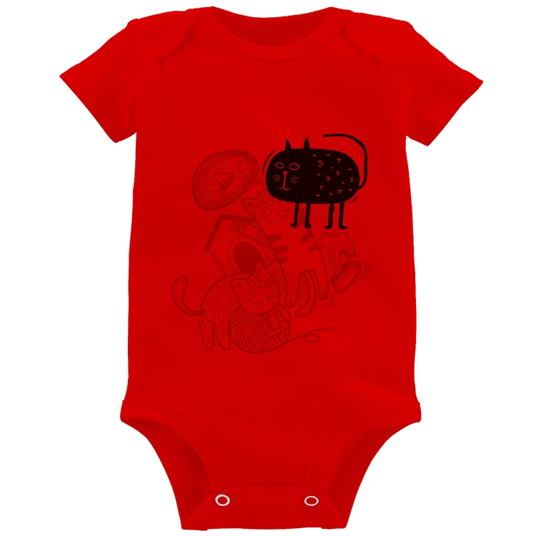 Body Bebê Meaw - Vermelho