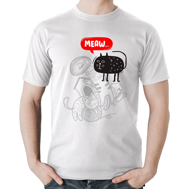 Camiseta Algodão Meaw - Branca