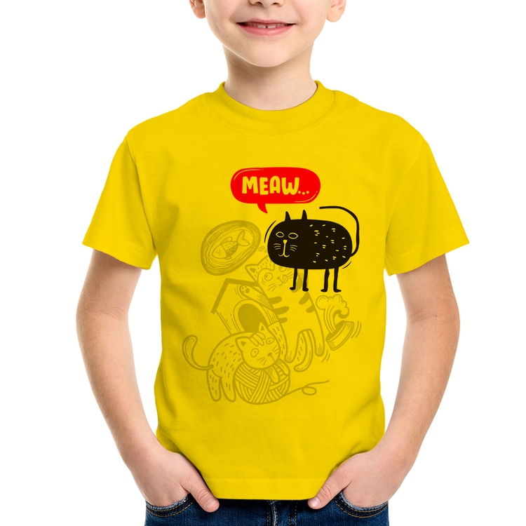 Camiseta Infantil Meaw - Amarela