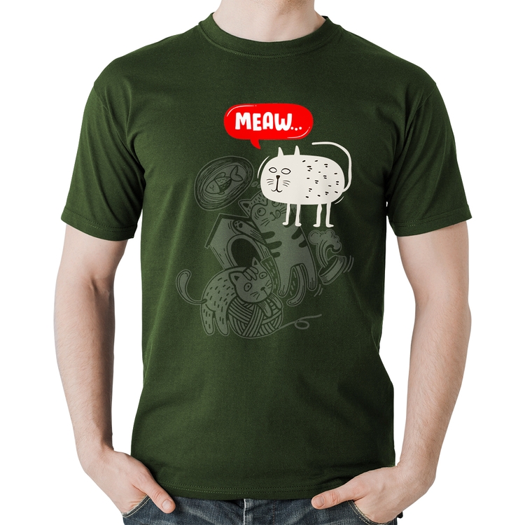 Camiseta Algodão Meaw - Musgo