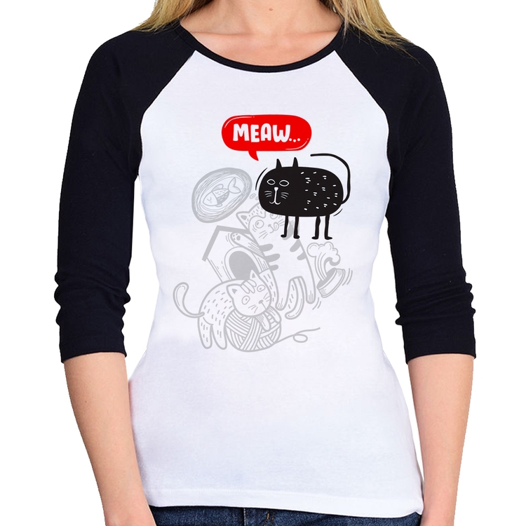Baby Look Raglan Meaw Manga 3/4