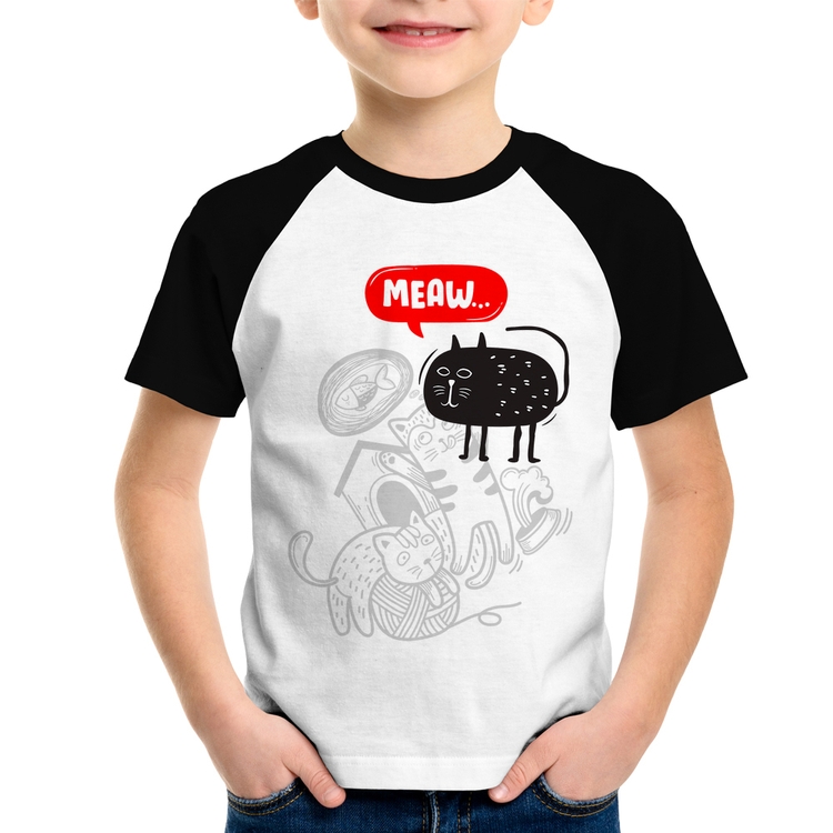 Camiseta Raglan Infantil Meaw