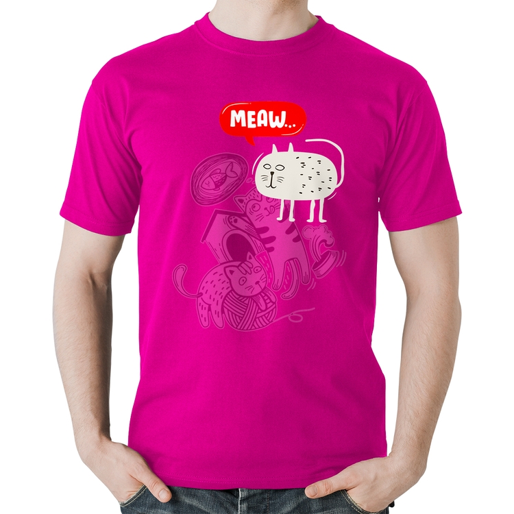 Camiseta Algodão Meaw - Rosa