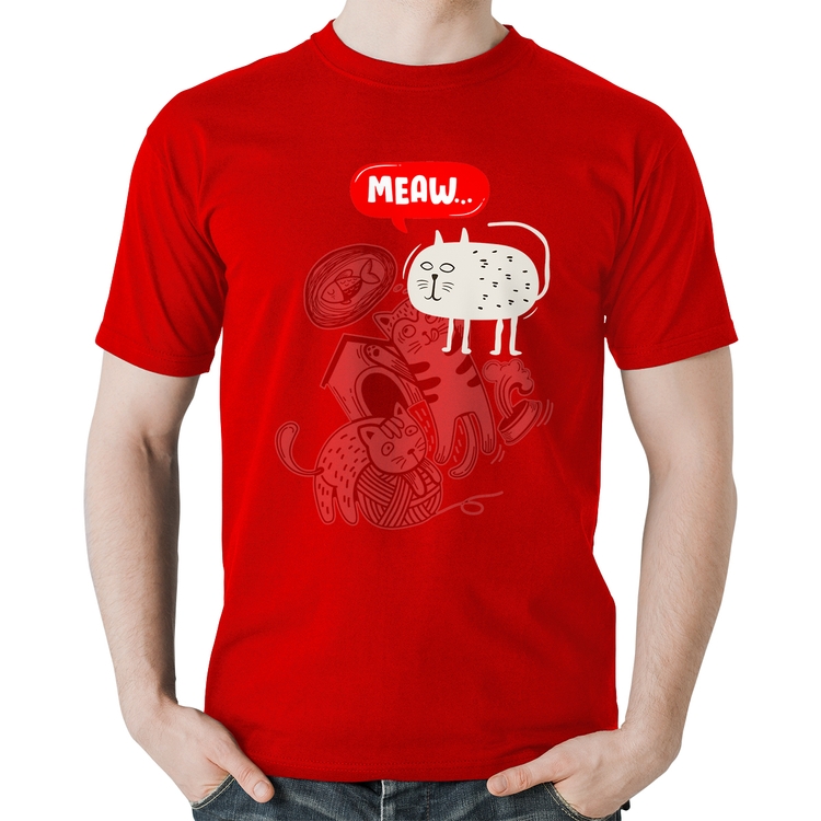 Camiseta Algodão Meaw - Vermelha