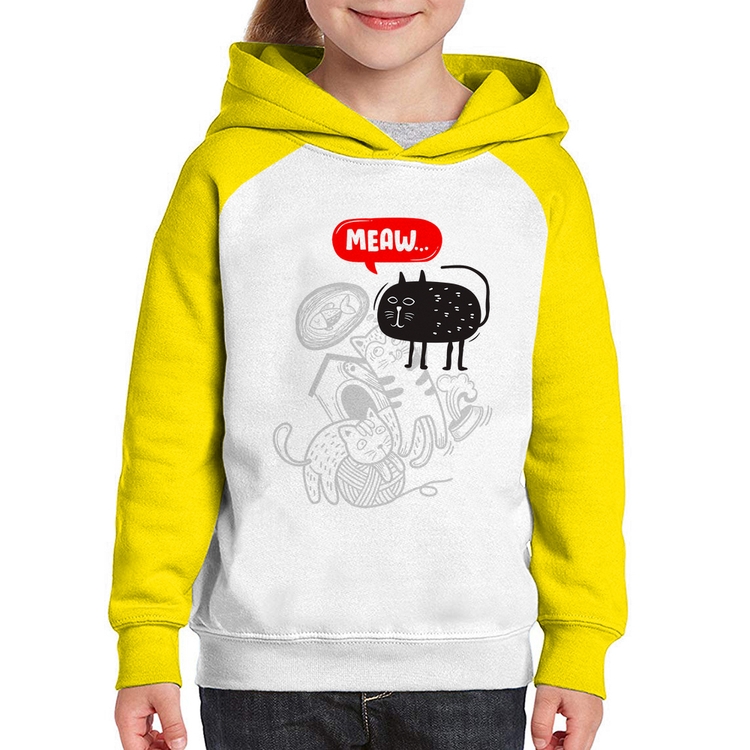Moletom Infantil Meaw - Branco/Amarelo