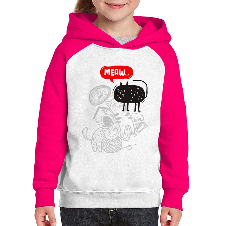 Moletom Infantil Meaw - Branco/Rosa