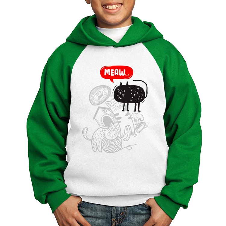 Moletom Infantil Meaw - Branco/Verde