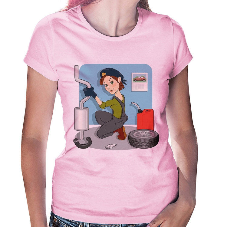 Baby Look Mecânica - Rosa Bebê