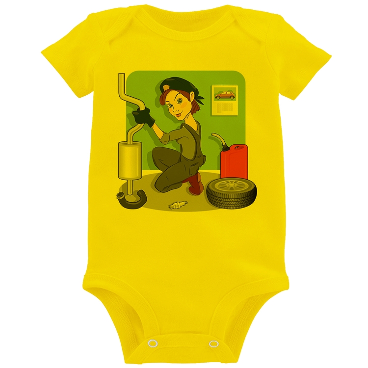 Body Bebê Mecânica - Amarelo