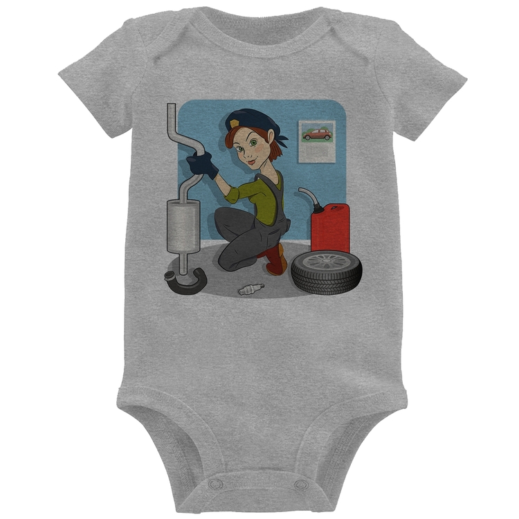 Body Bebê Mecânica - Cinza