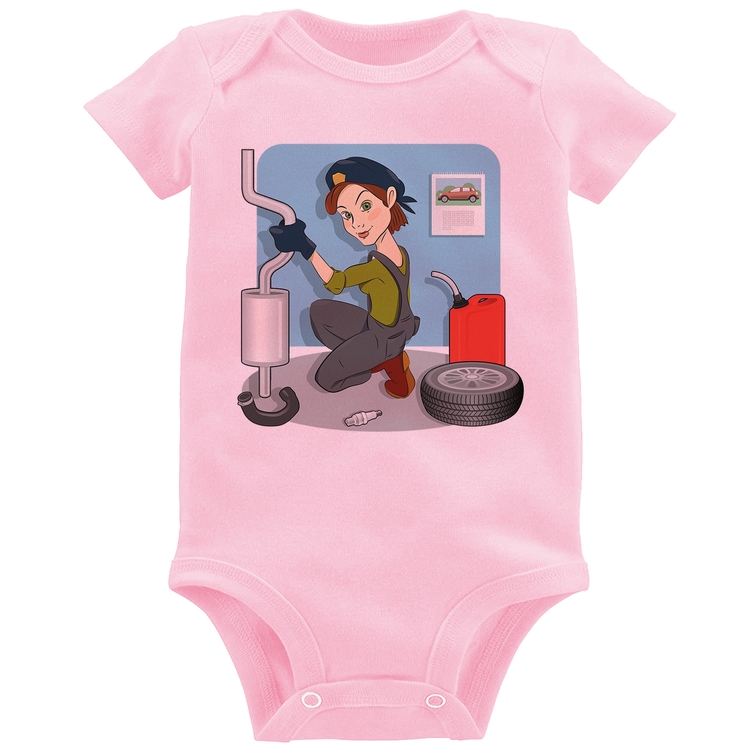 Body Bebê Mecânica - Rosa Bebê