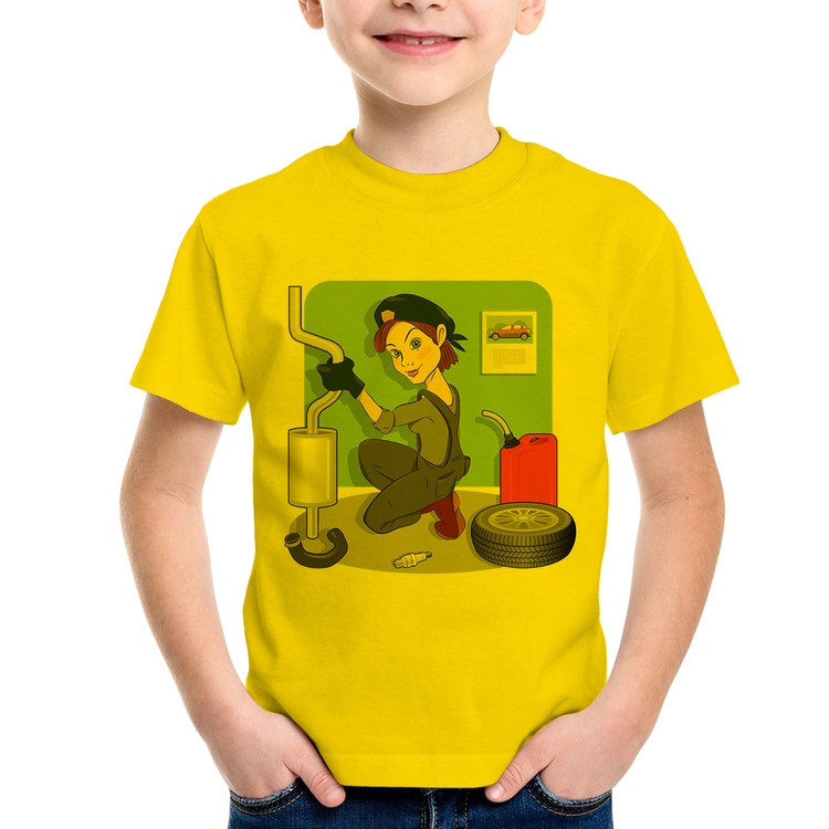 Camiseta Infantil Mecânica - Amarela