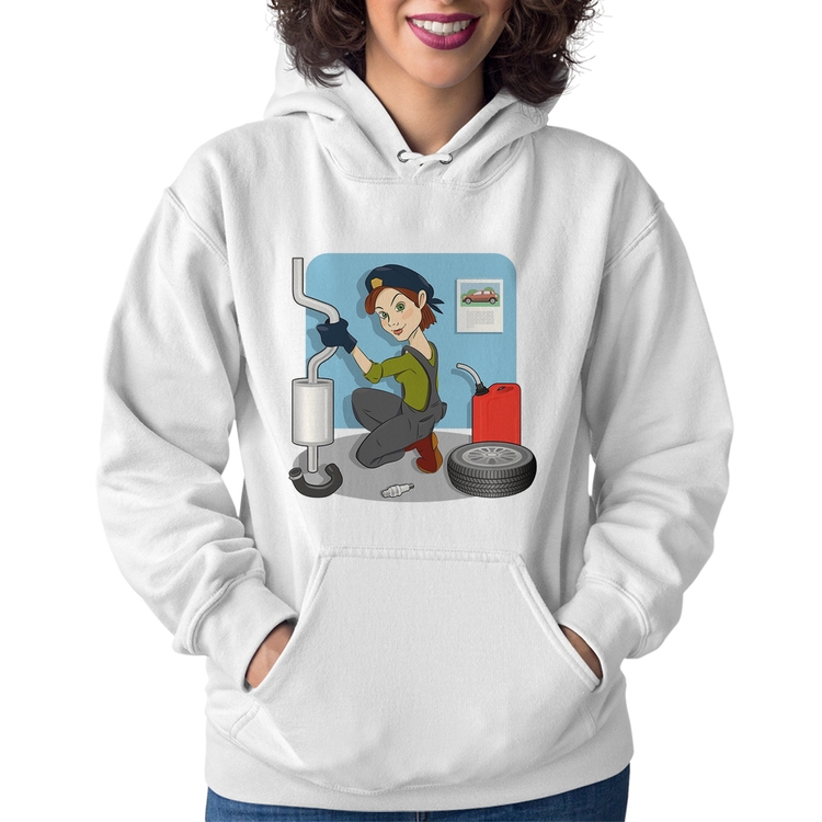 Moletom Feminino Mecânica - Branco