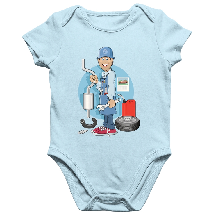 Body Bebê Algodão Mecânico - Azul Bebê