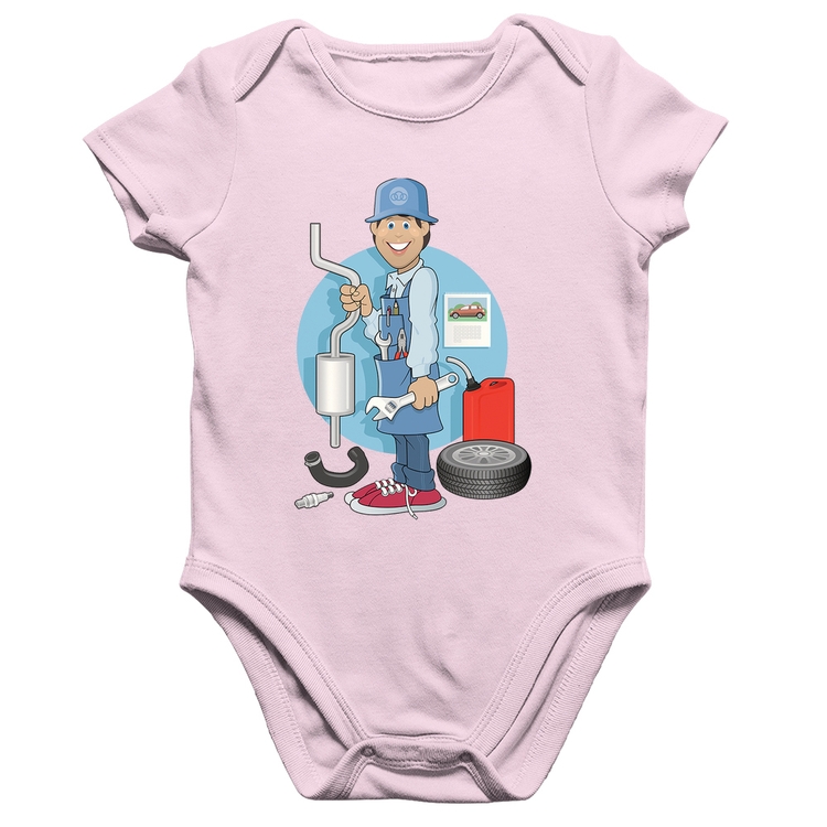 Body Bebê Algodão Mecânico - Rosa Bebê