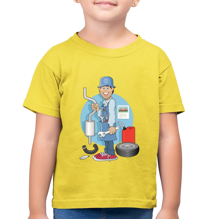 Camiseta Algodão Infantil Mecânico - Amarelo Canário