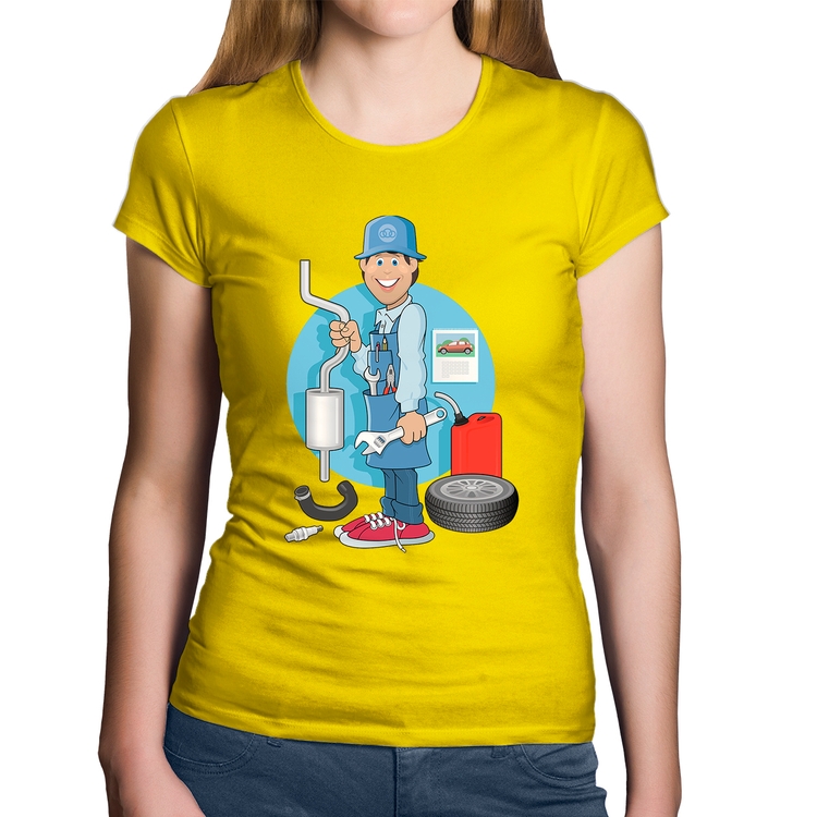 Baby Look Algodão Mecânico - Amarela