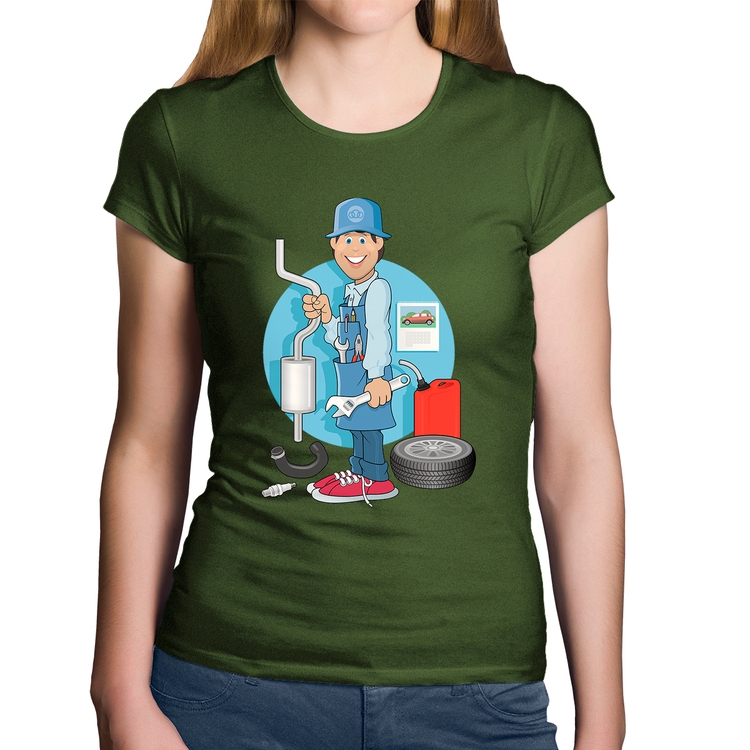 Baby Look Algodão Mecânico - Musgo