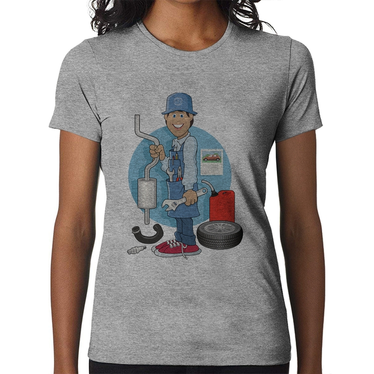 Baby Look Mecânico - Cinza