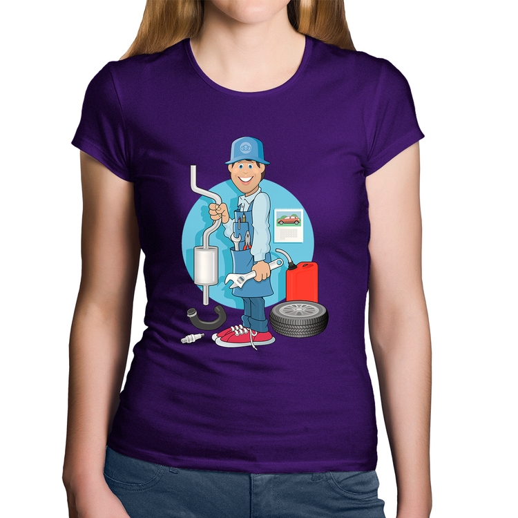 Baby Look Algodão Mecânico - Roxa