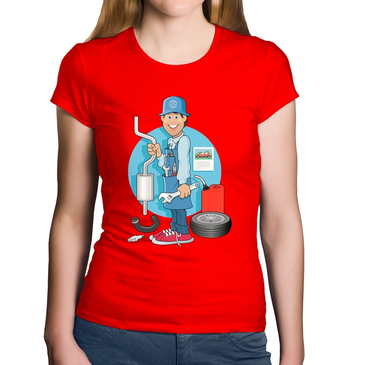 Baby Look Algodão Mecânico - Vermelha