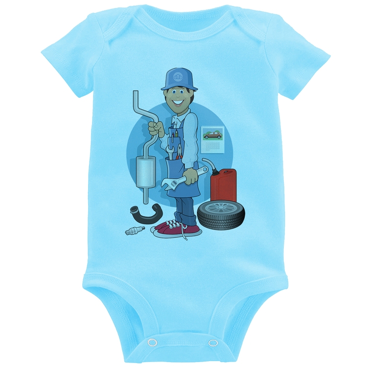 Body Bebê Mecânico - Azul Bebê