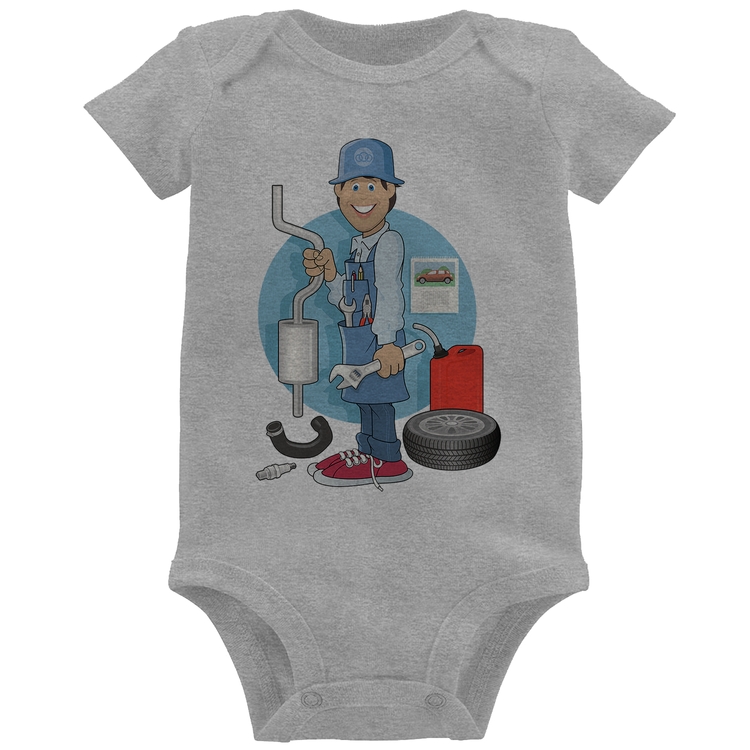 Body Bebê Mecânico - Cinza